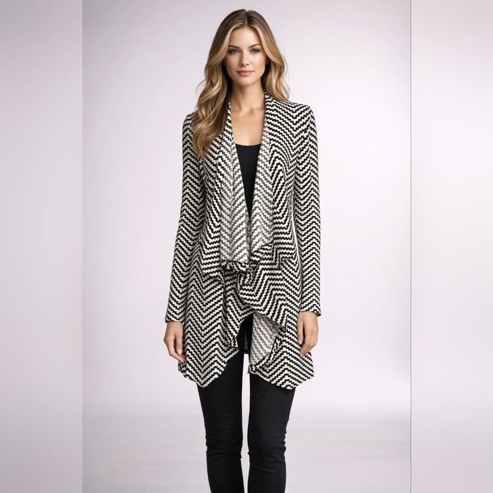 The Limited Black and White Chevron Blazer / Waterfall Cardigan Sz. M #1668